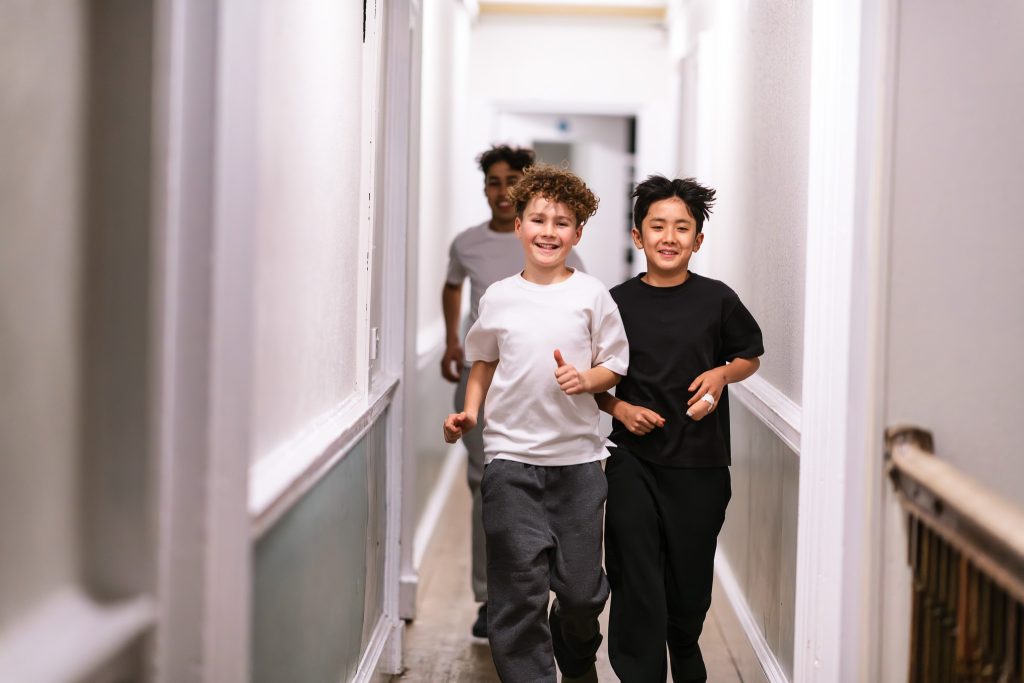 boarders running through halls